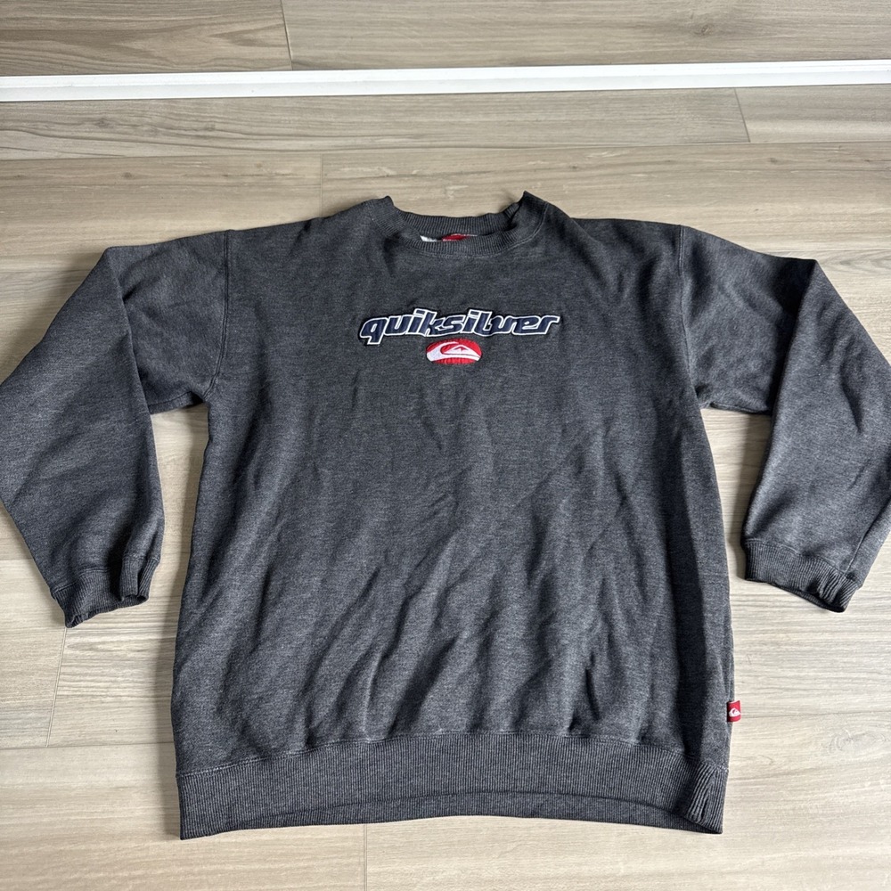 Vintage 90s‎ Quiksilver Grey Gray Sweatshirt Knit Sweater Men's Surf Y2K Size M